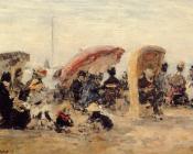 尤金 布丹 : Trouville, Beach Scene